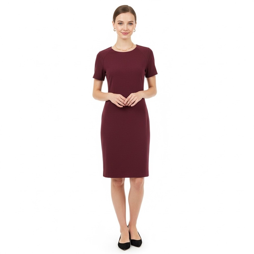 Topshop Dress, Size 6, Short Sleeve Shift Style, above knee Red Maroon Burgundy